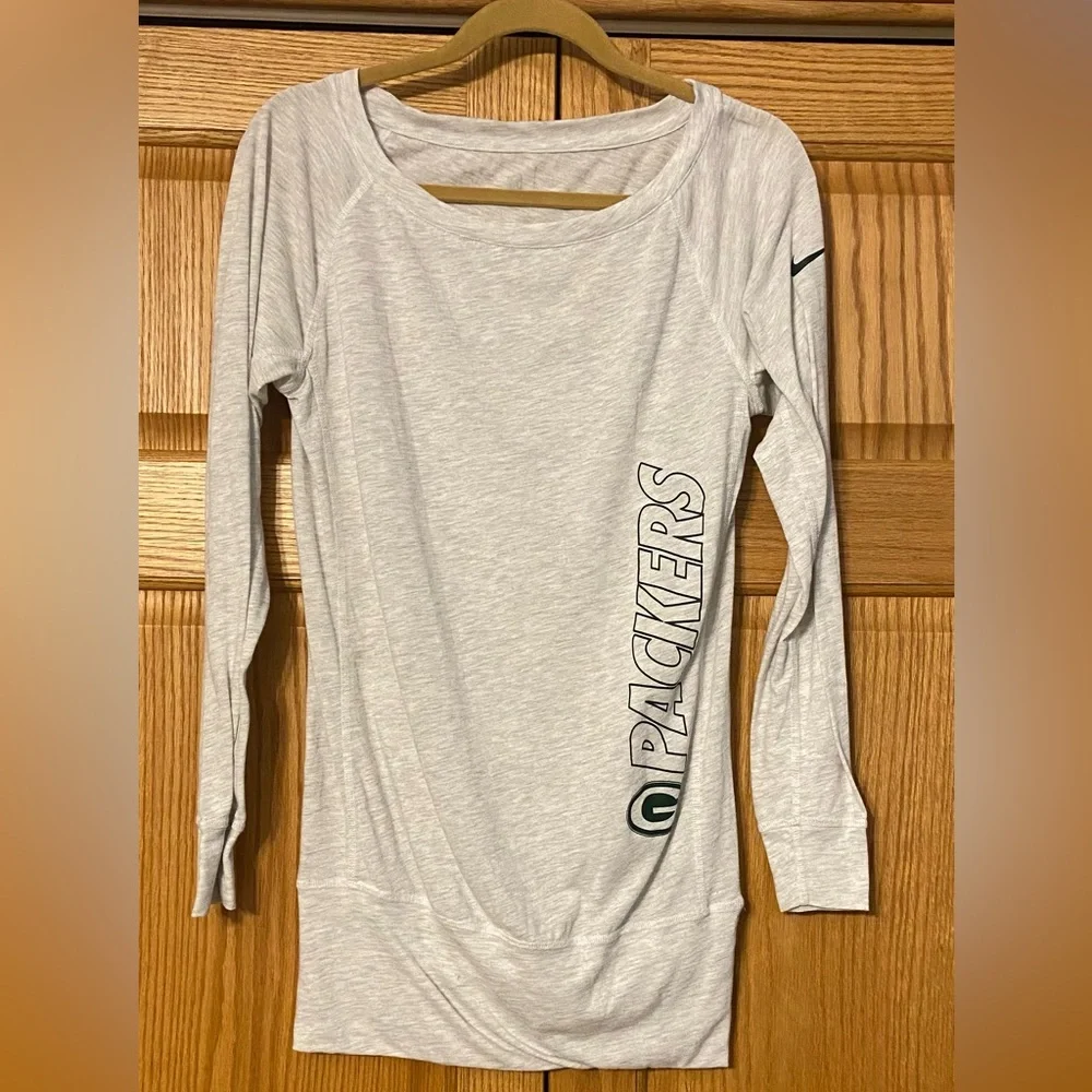 NFL Green Bay Packers Nike Shirt Womens Small Gray Long Sleeve Dri Fit Nike Long